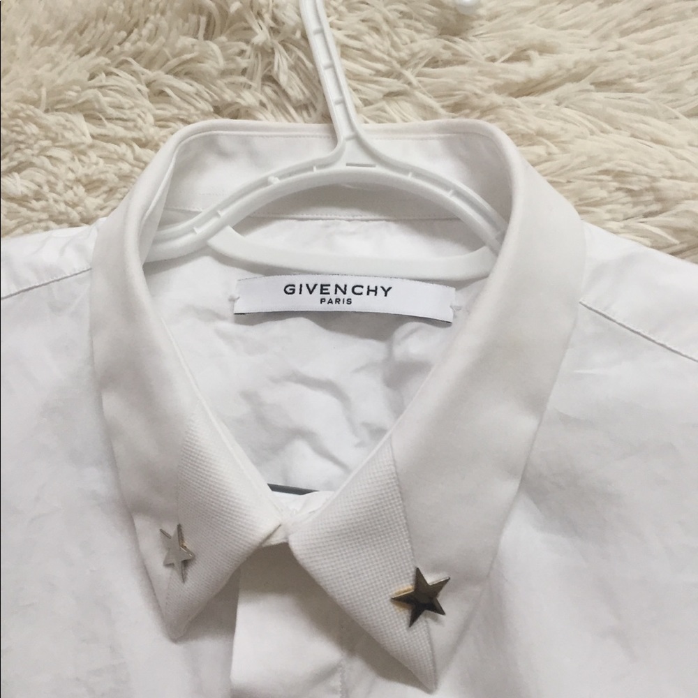 White Givenchy Star Collar Shirt